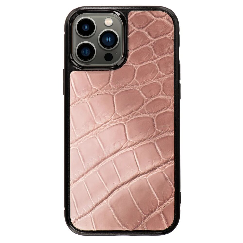 Classy iPhone 13 Pro Max Case - Exotic Alligator Leather - Rosy Tan - Picture 1 of 4